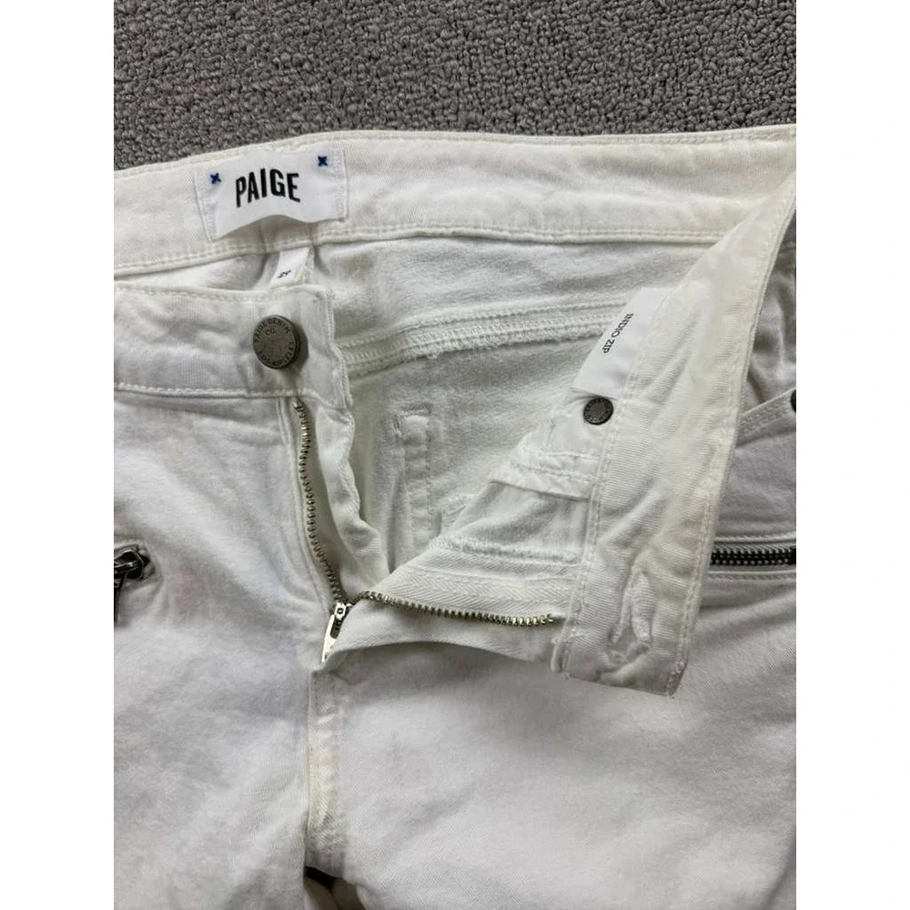PAIGE Indio Zip‎ Jeans Women 29 Optic White High-Rise Ultra Skinny Fit Stretch